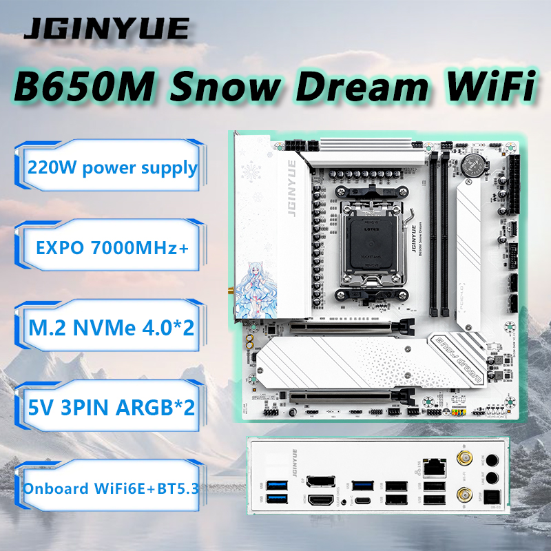 JGINYUE B650M Snow Dream WiFi  - Ddr5 Rgb Ram recension och pris