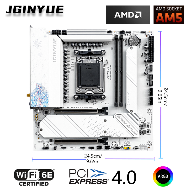 JGINYUE B650M Snow Dream WiFi  - Ddr5 Rgb Ram recension och pris